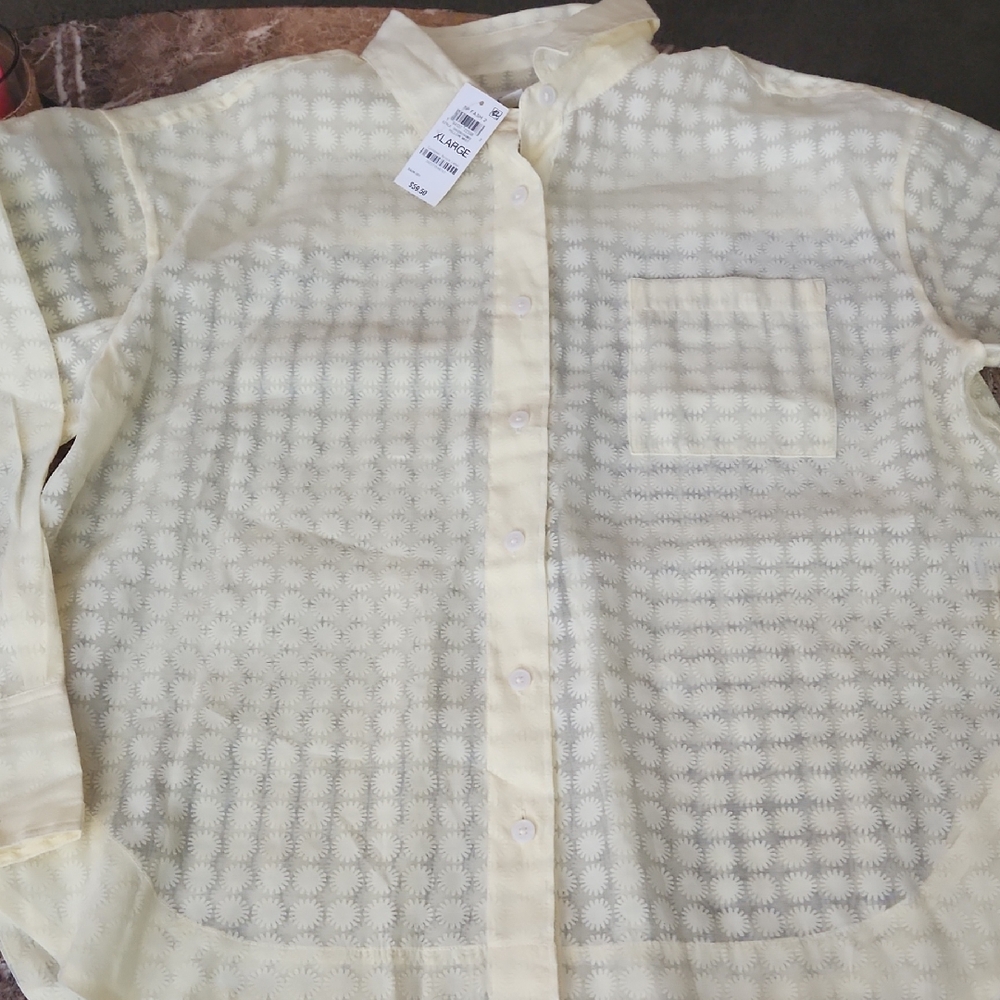 Chic Light Yellow Button Down Shirt for Women